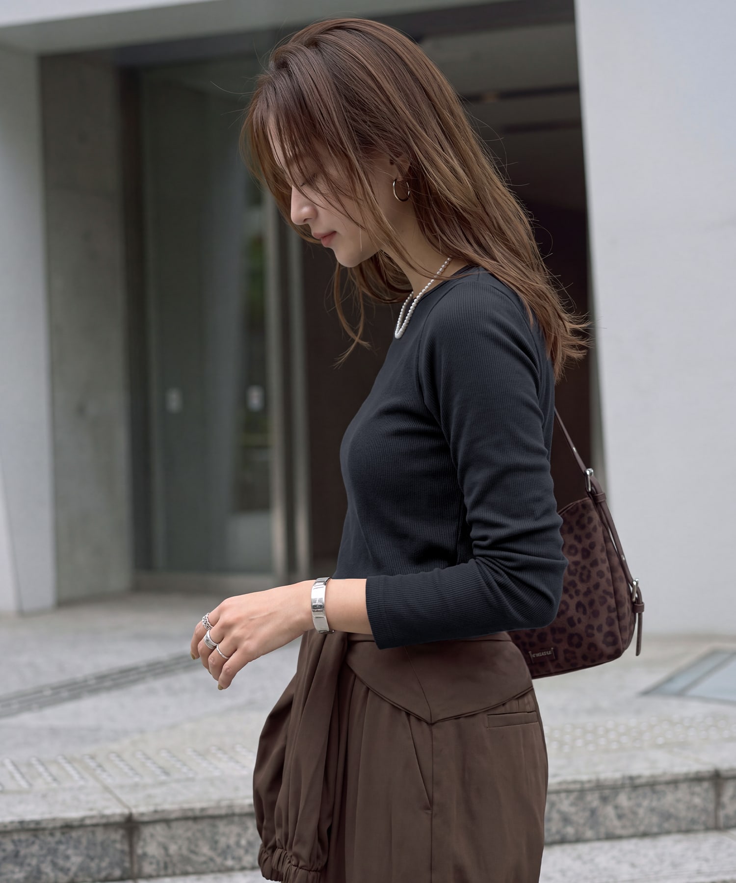 着用イメージ 167cm チャコール