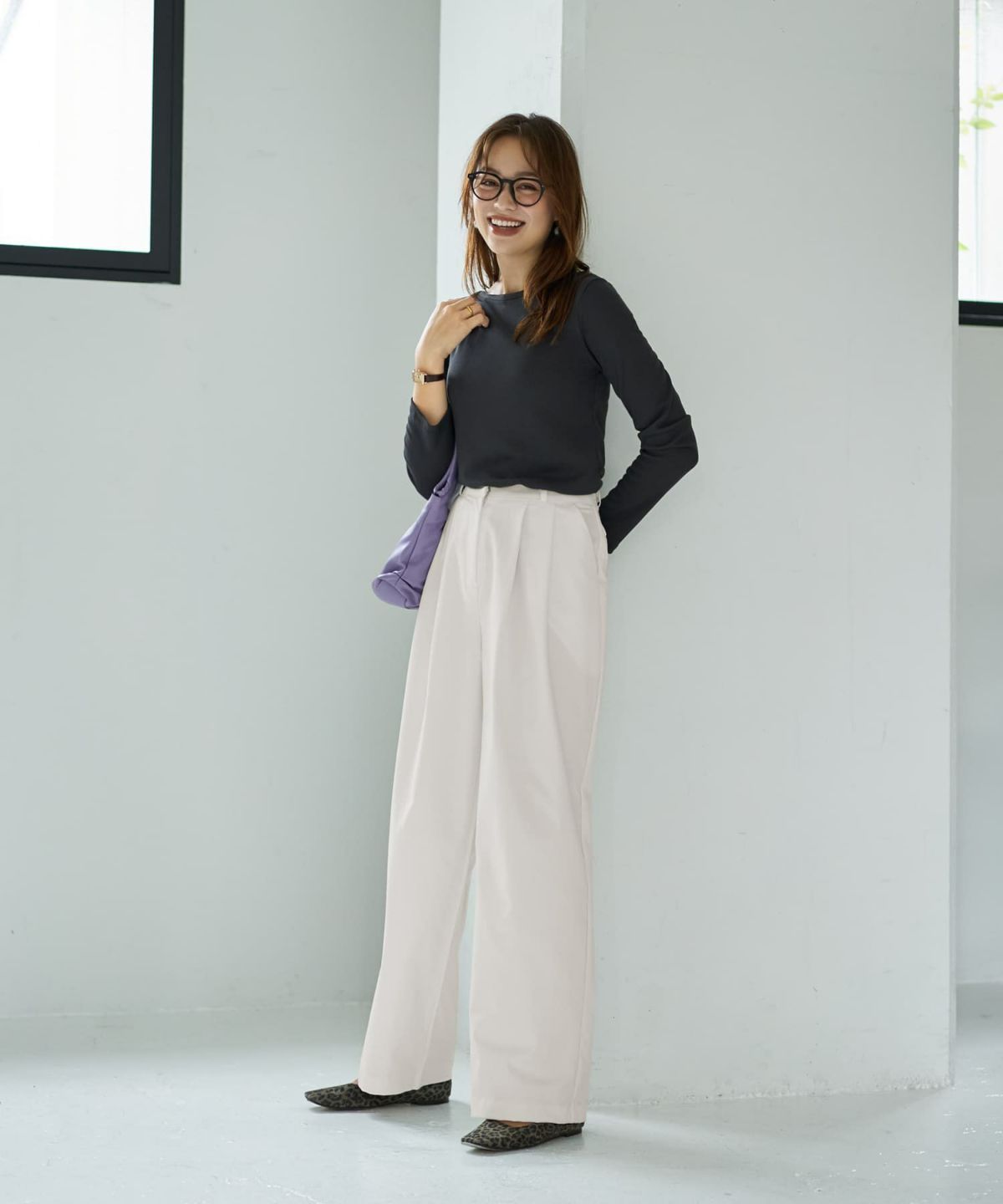 着用イメージ 167cm チャコール