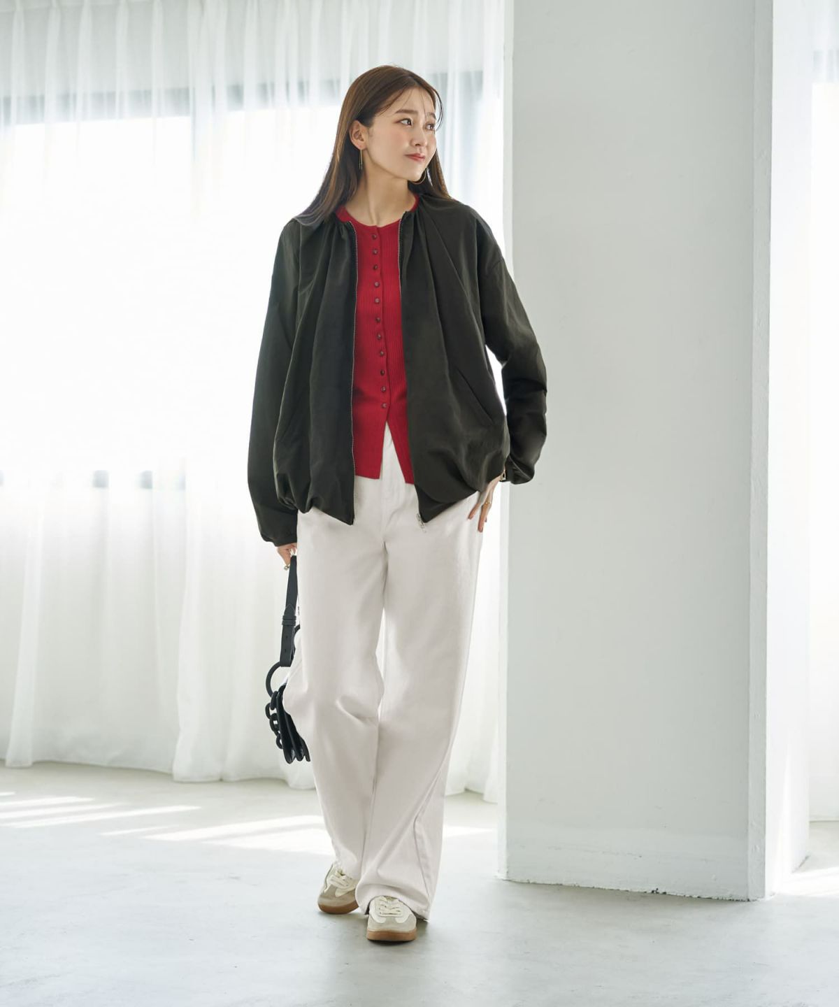 着用イメージ 166cm ダークカーキ