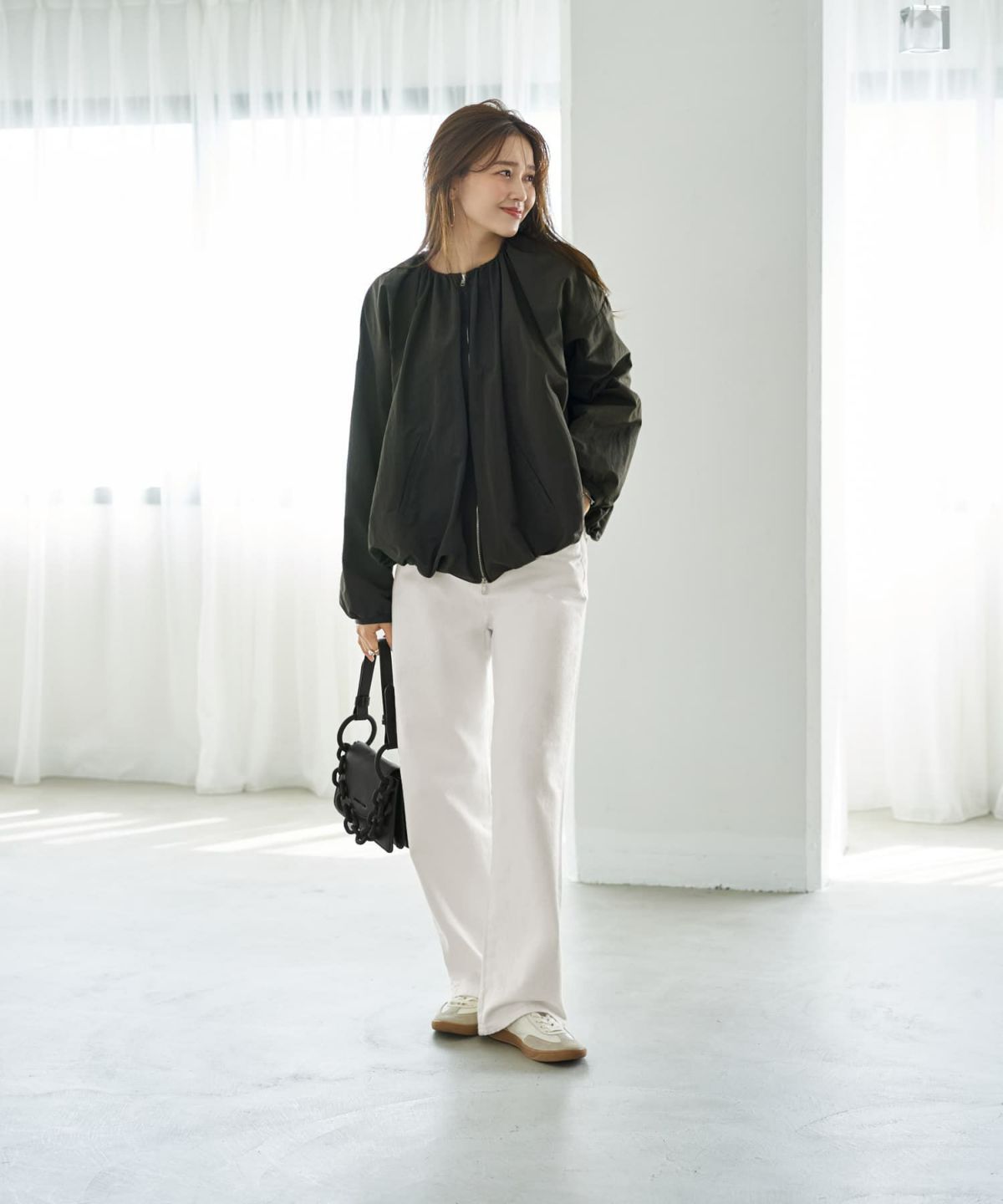 着用イメージ 166cm ダークカーキ