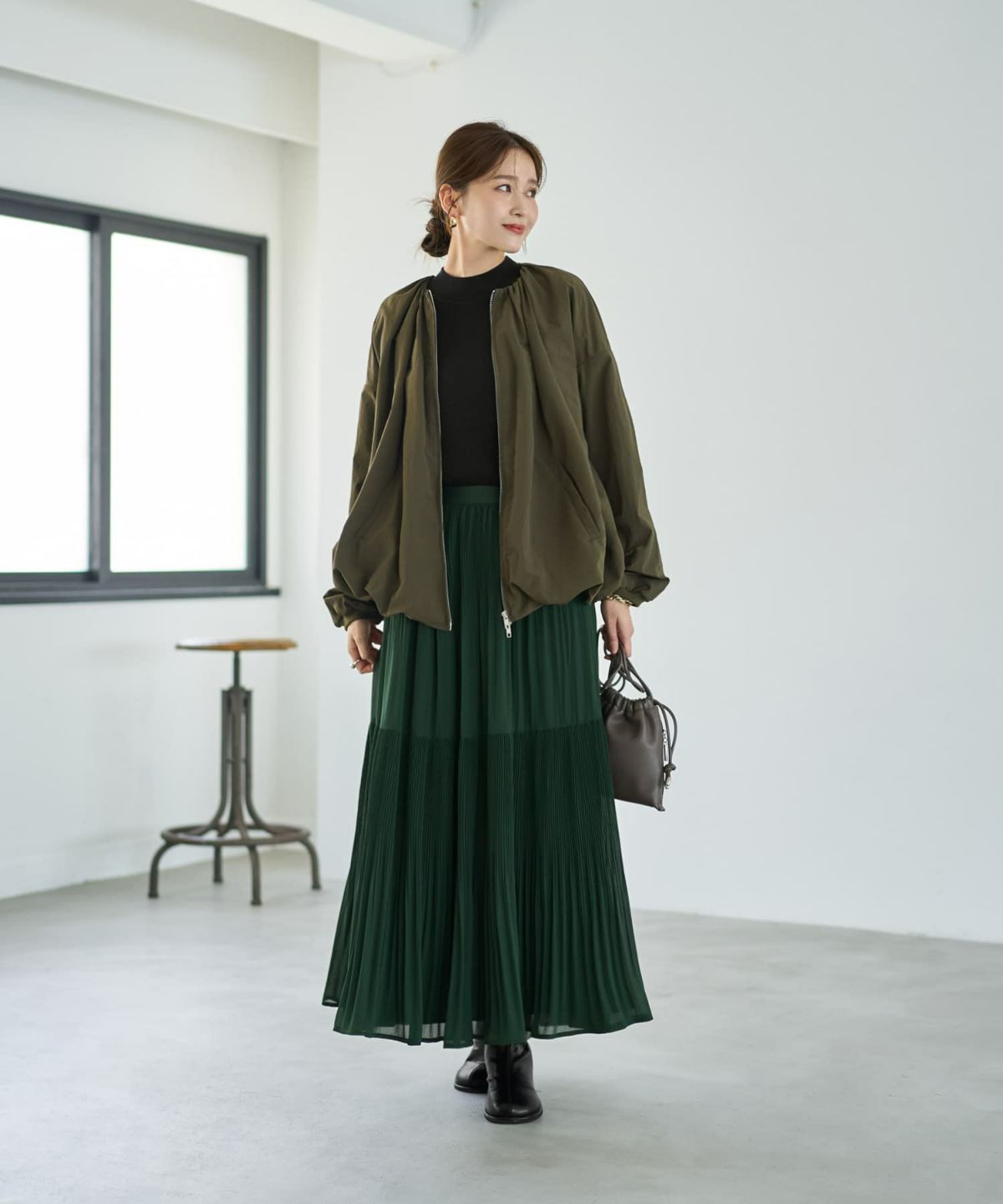 着用イメージ 166cm カーキ