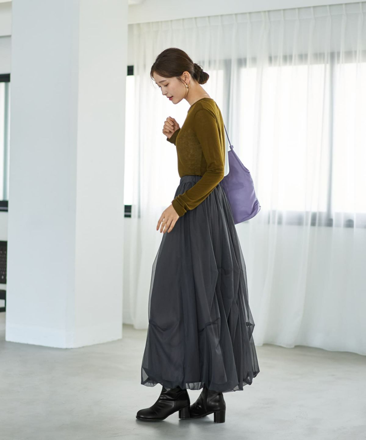 着用イメージ 166cm イエローカーキ