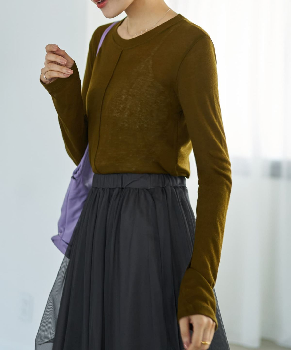 着用イメージ 166cm イエローカーキ