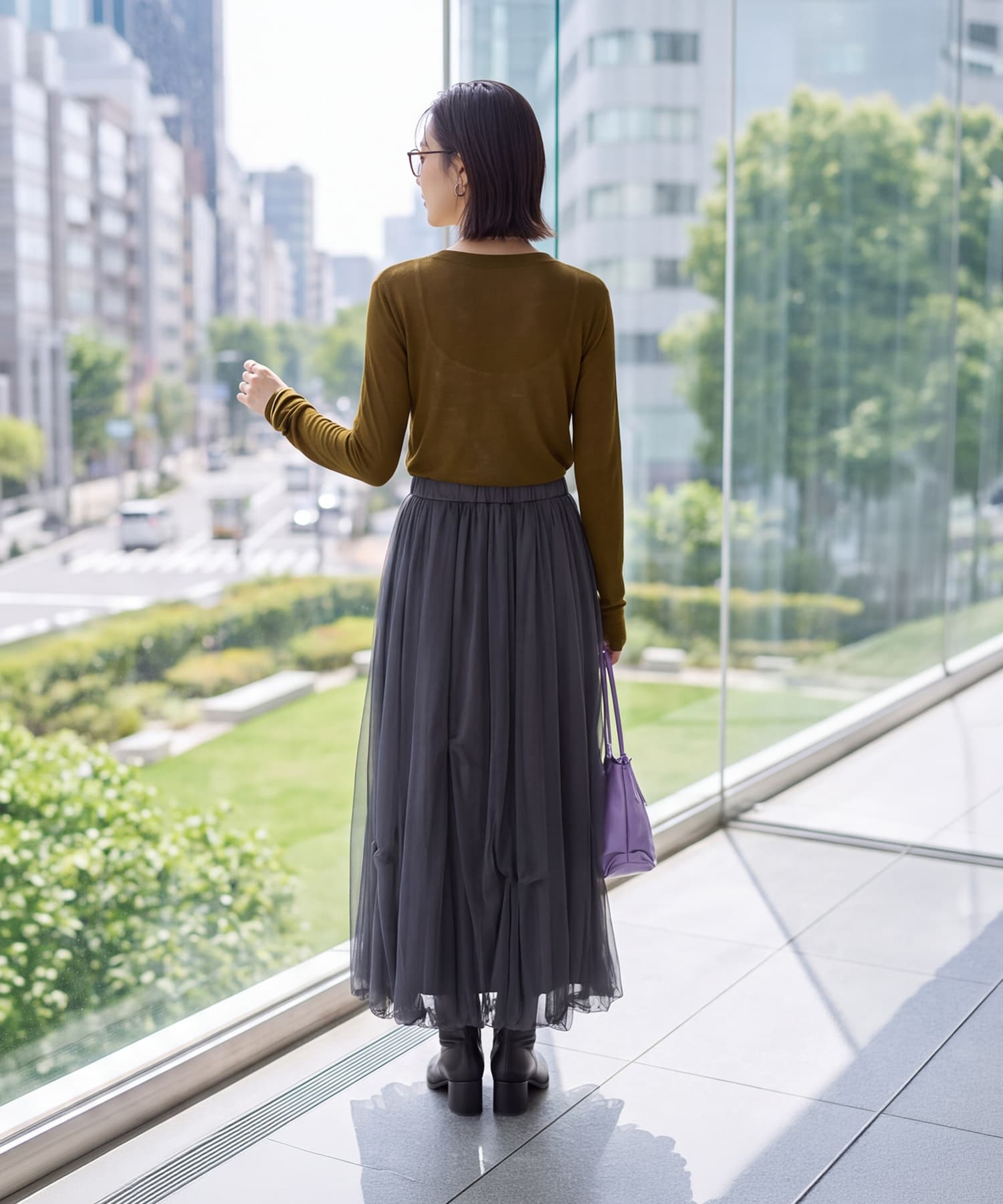 着用イメージ 166cm イエローカーキ