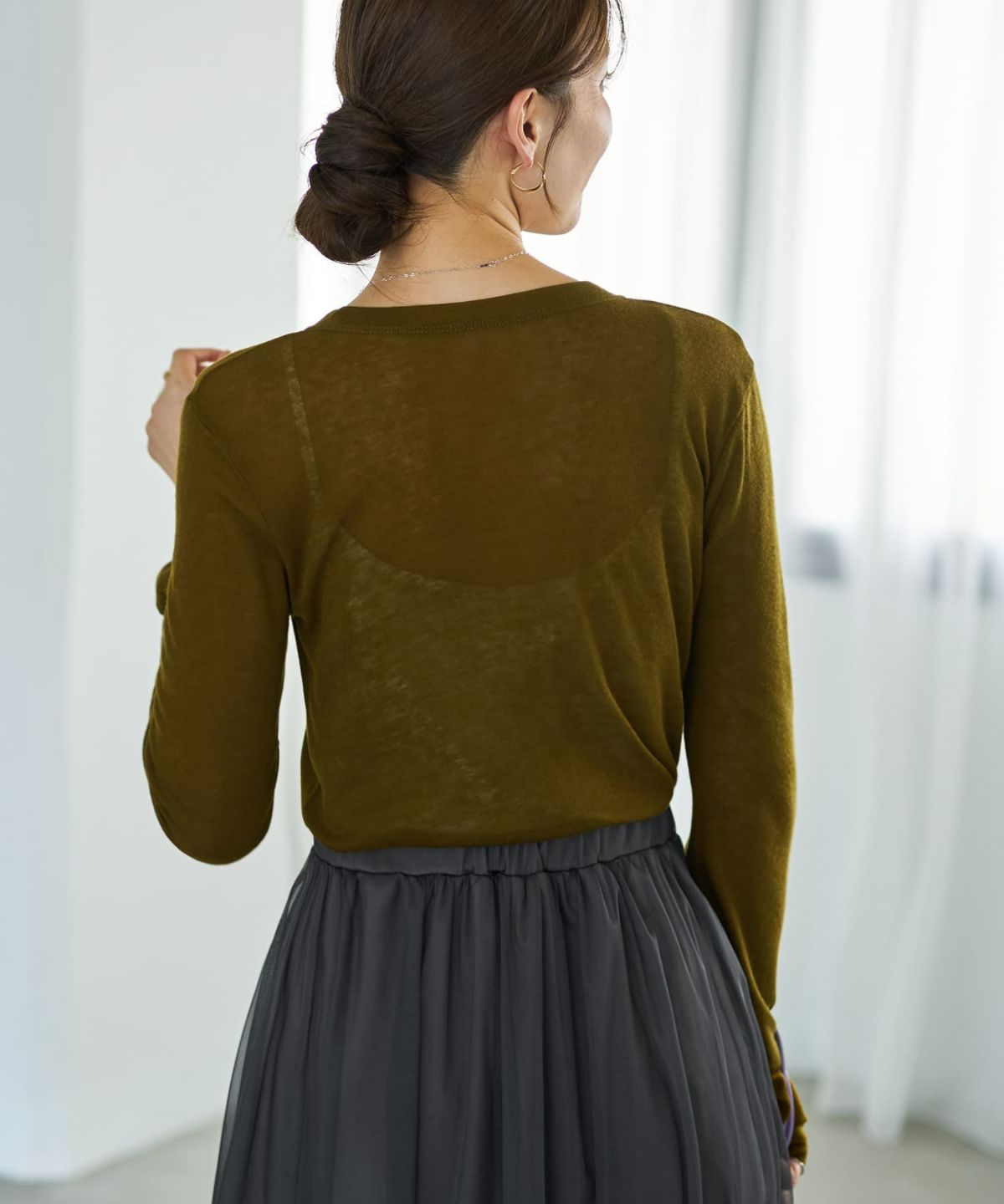 着用イメージ 166cm イエローカーキ