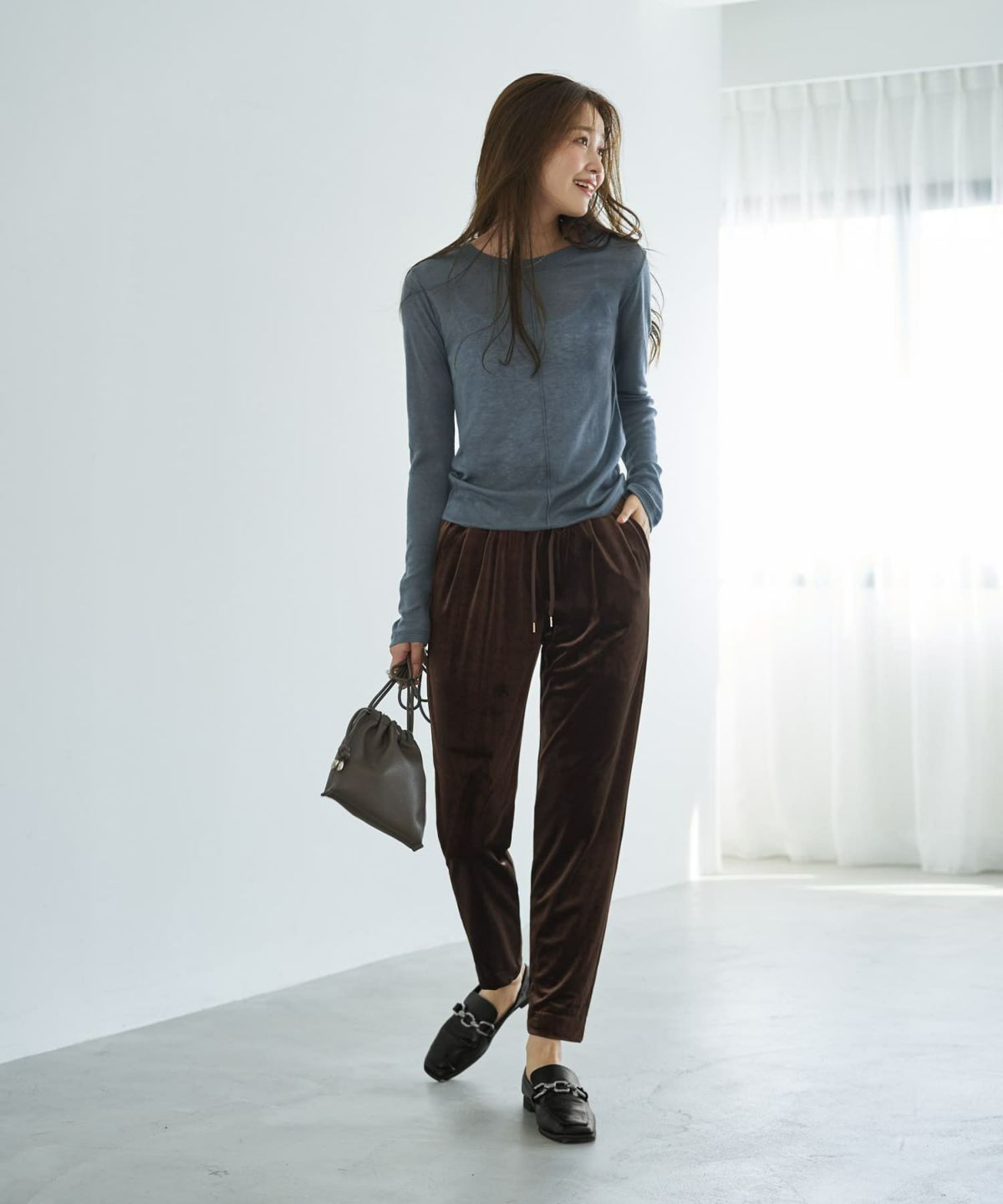 着用イメージ 166cm ブルーグレー