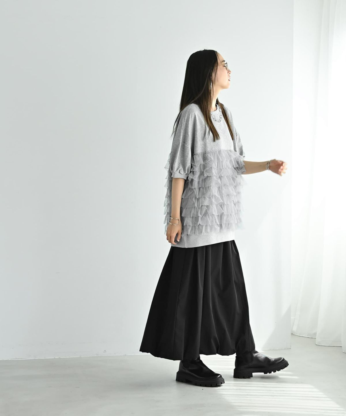 着用イメージ 169cm グレー