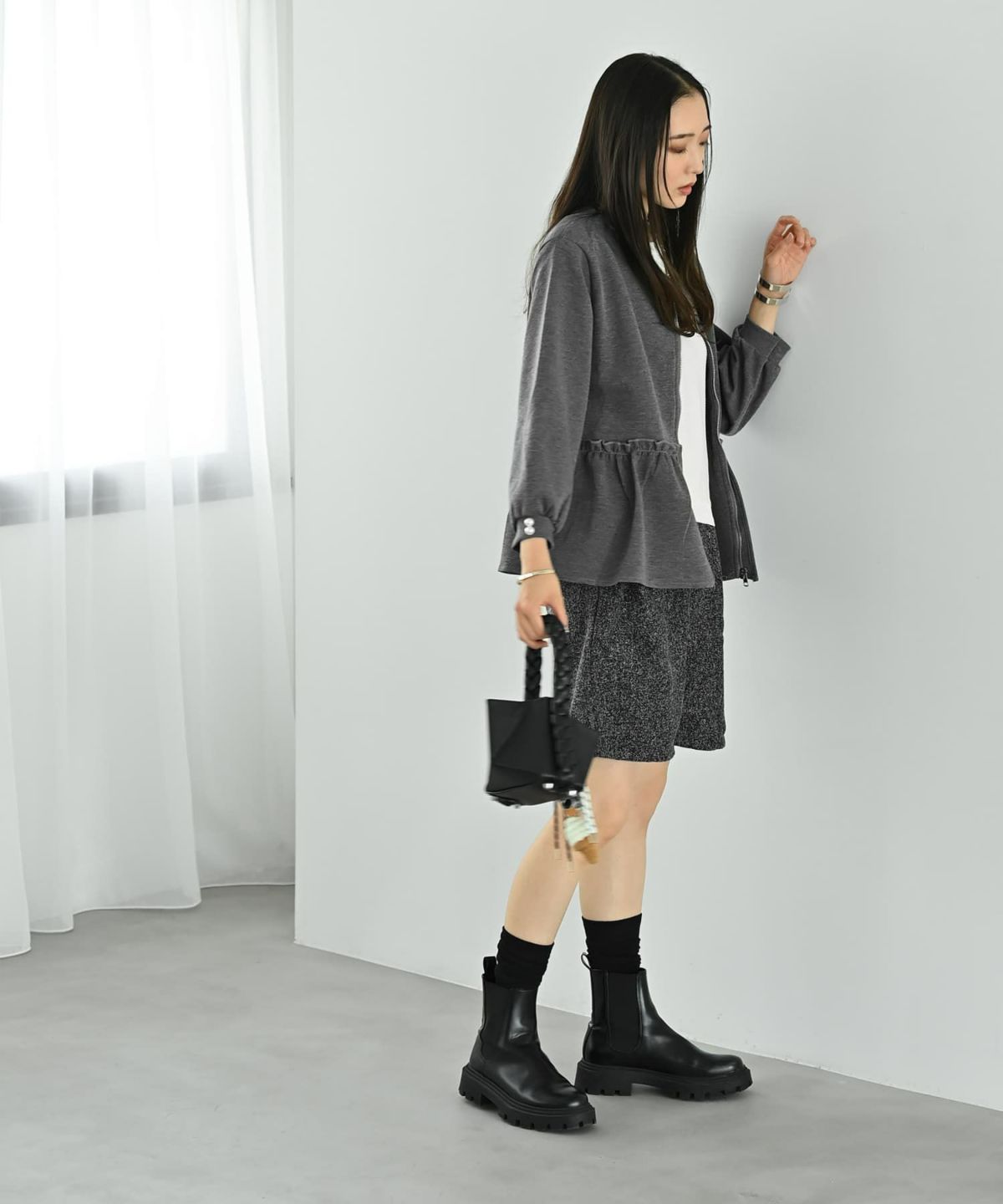 着用イメージ 169cm グレー