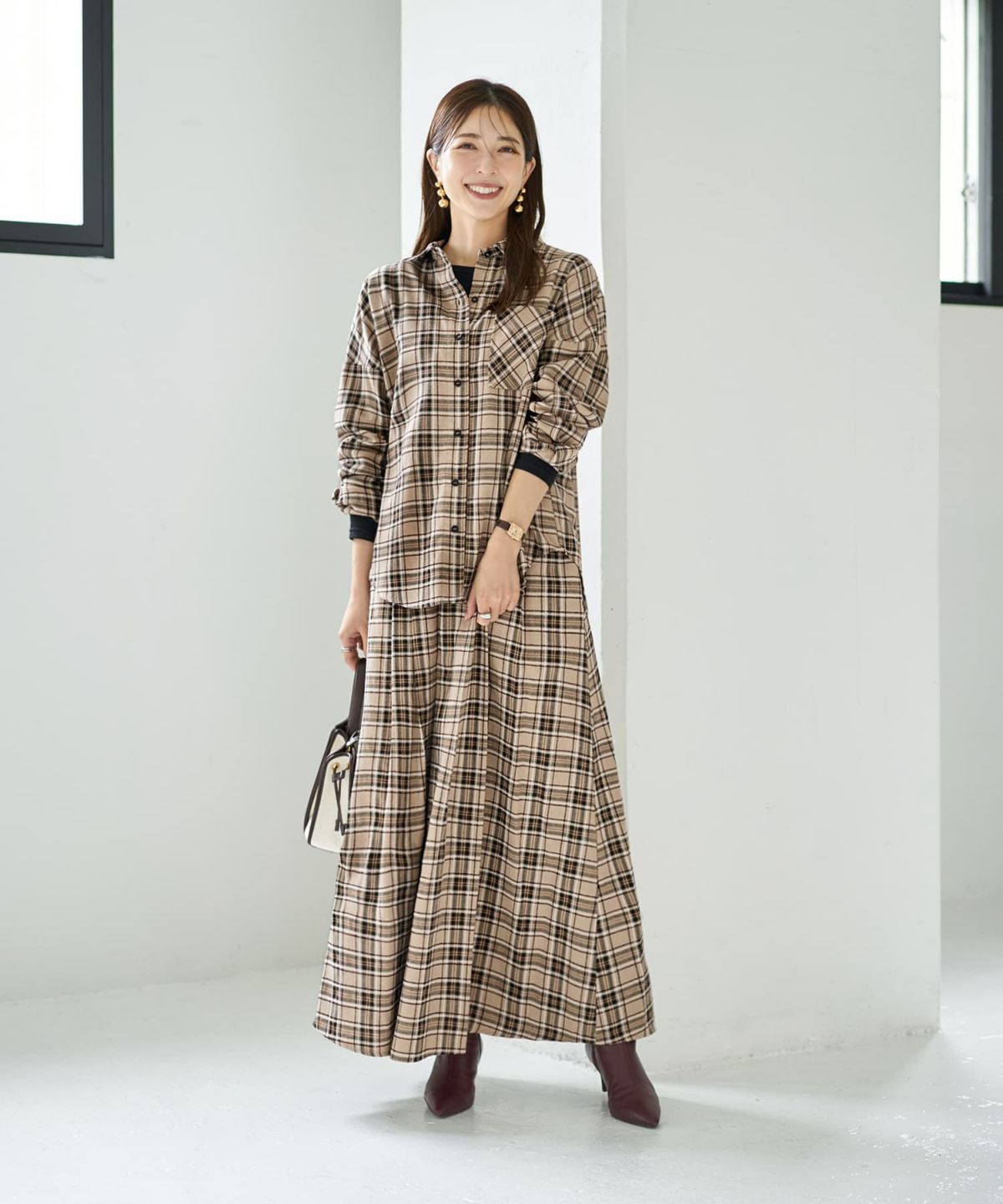 着用イメージ 166cm ベージュミックス 02サイズ