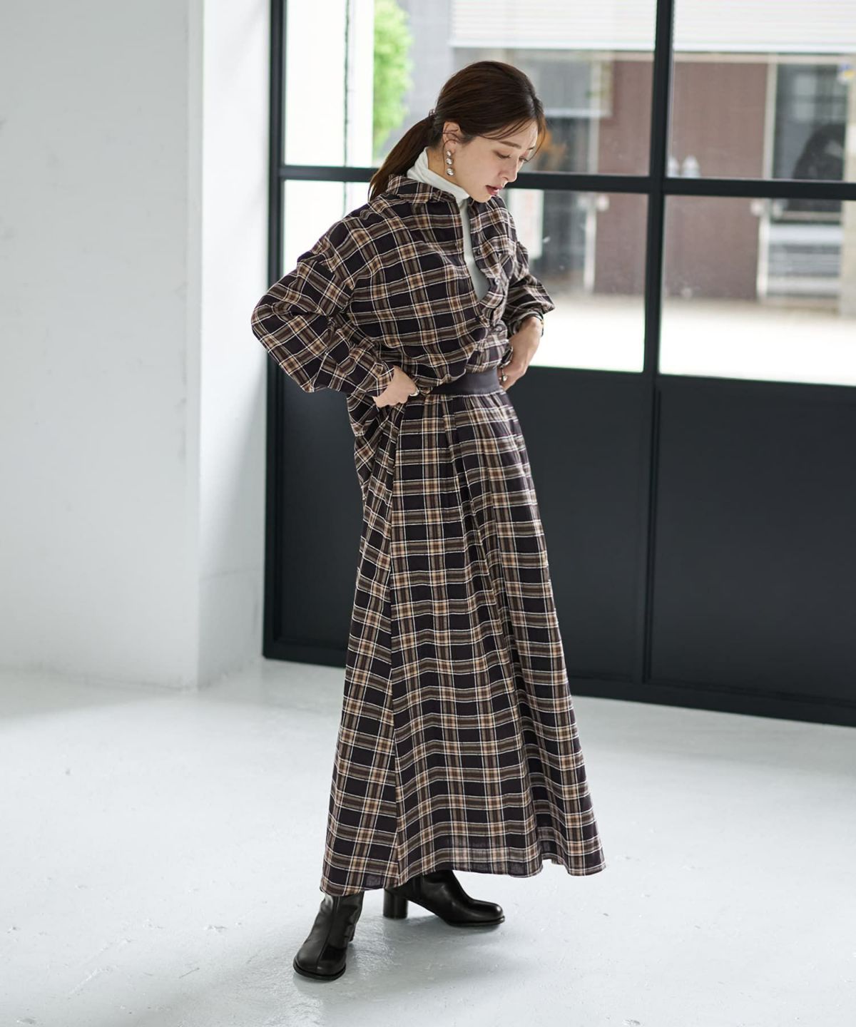 着用イメージ 166cm ブラックミックス 02サイズ