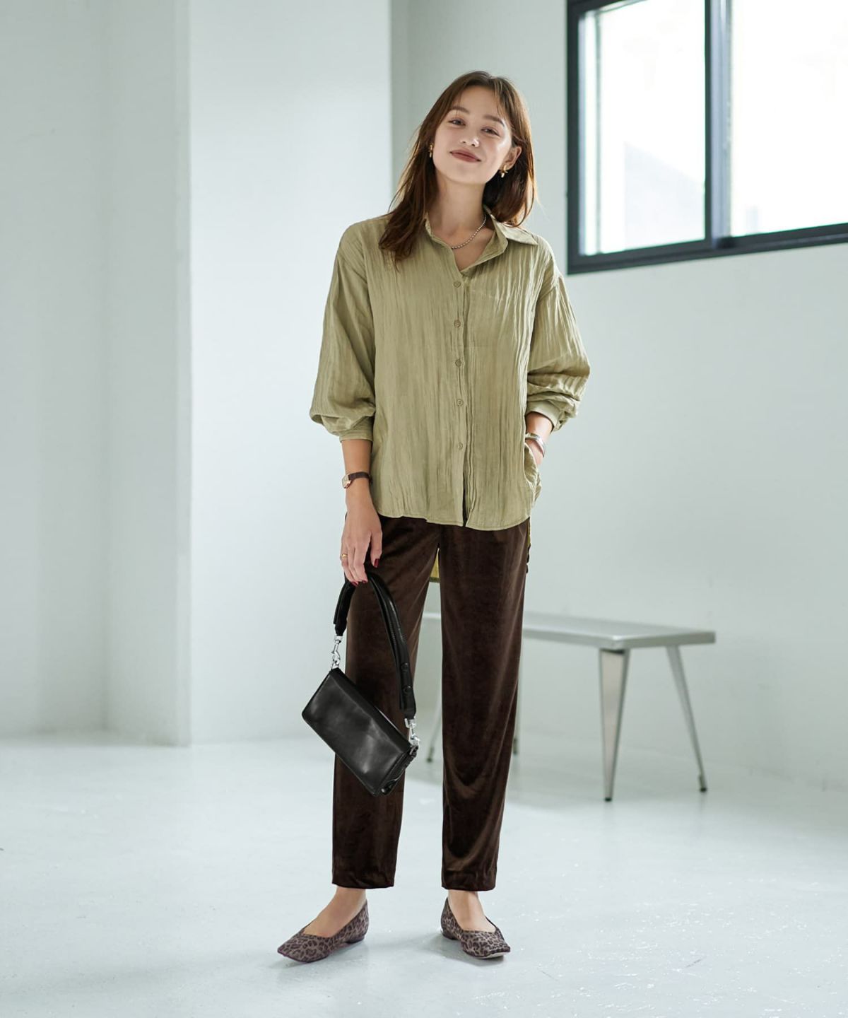 着用イメージ 167cm ライトカーキ