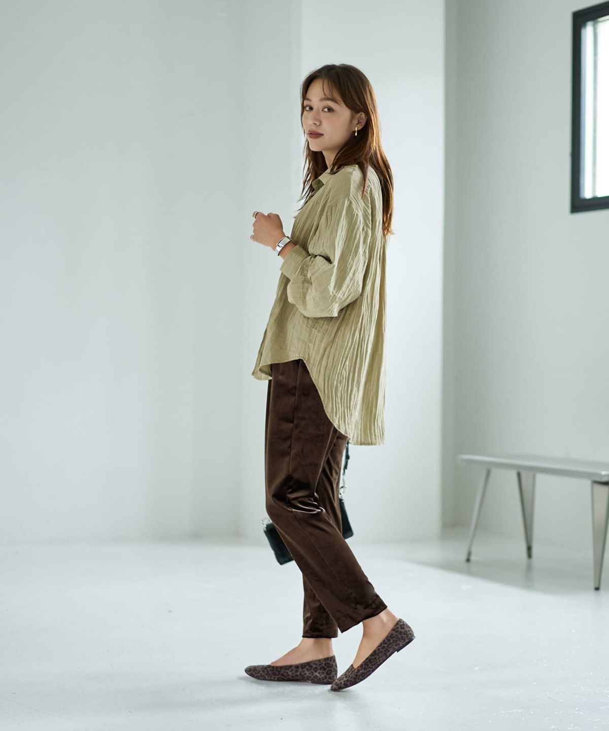 着用イメージ 167cm ライトカーキ