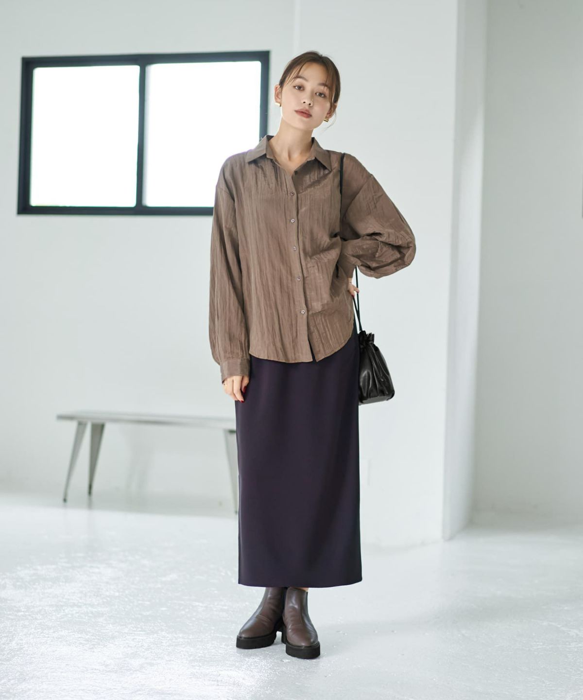 着用イメージ 167cm ブラウン