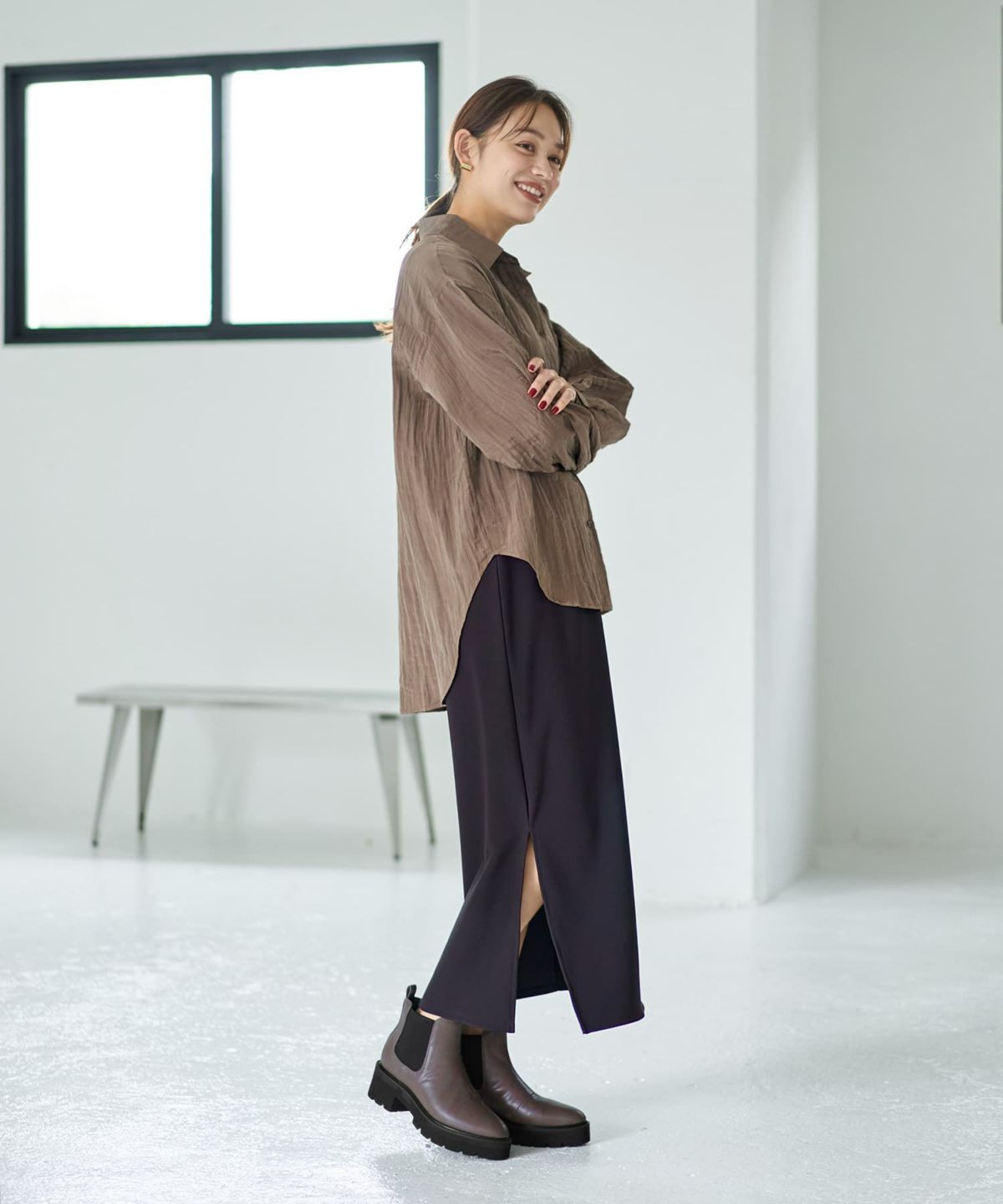 着用イメージ 167cm ブラウン