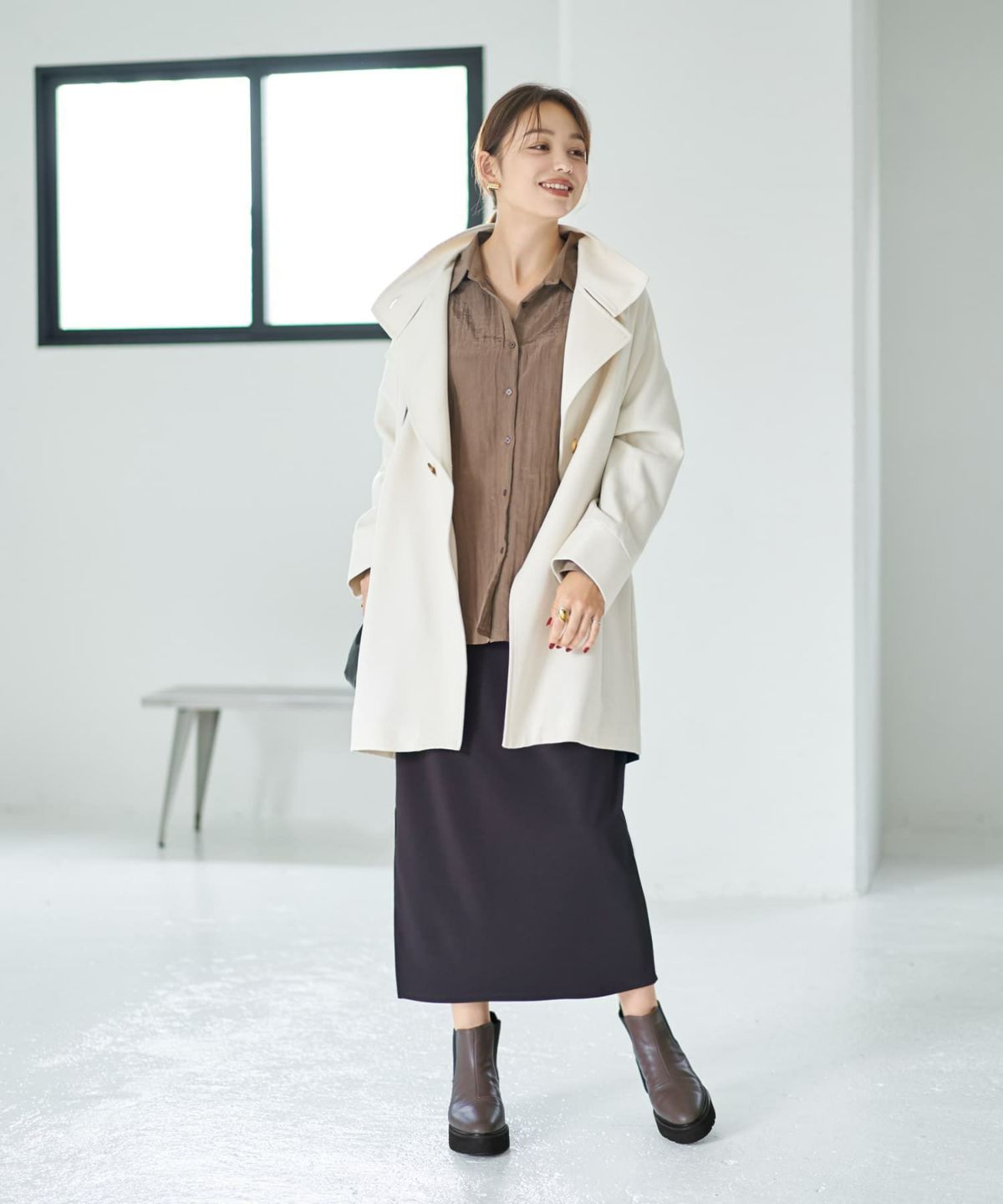 着用イメージ 167cm ブラウン