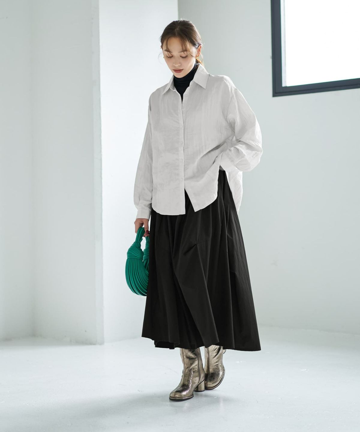 着用イメージ 167cm グレイッシュホワイト