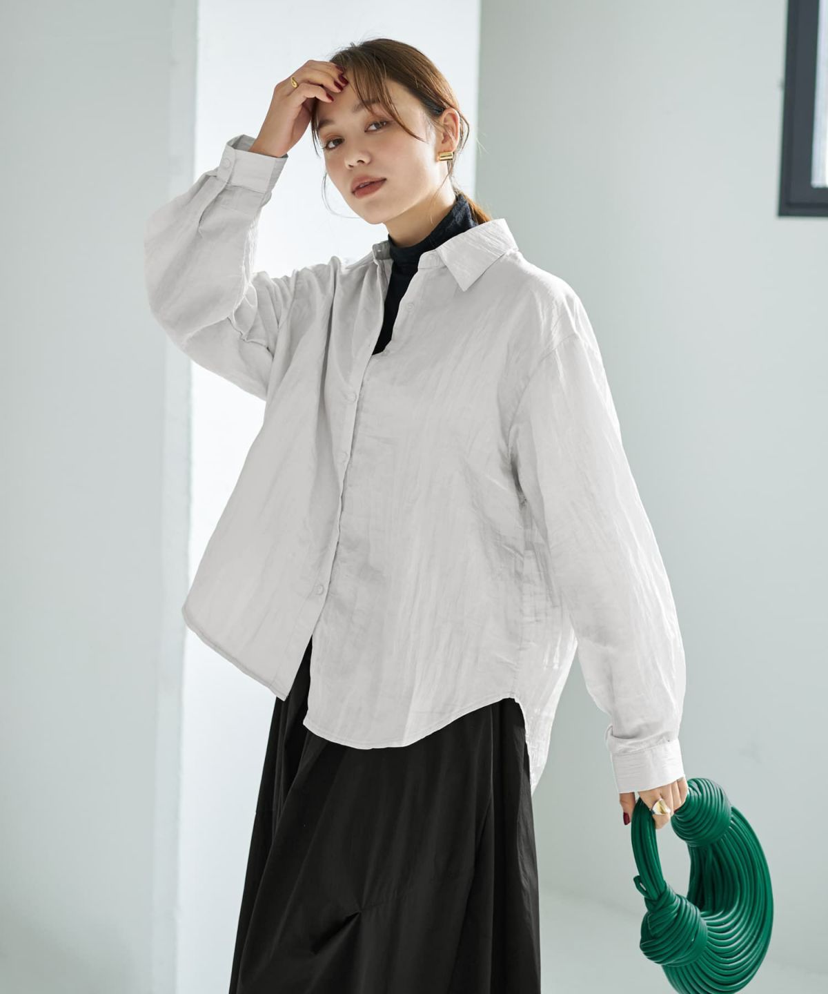 着用イメージ 167cm グレイッシュホワイト