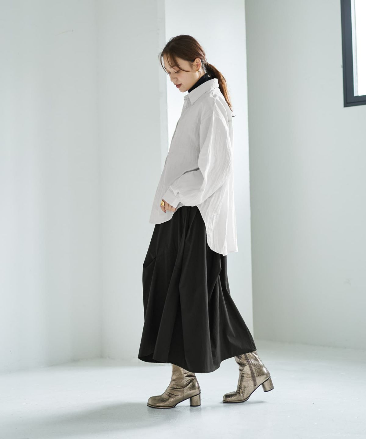 着用イメージ 167cm グレイッシュホワイト