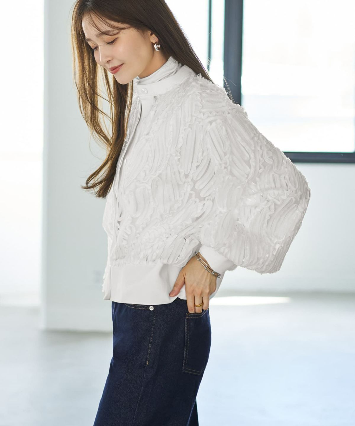 着用イメージ 166cm ホワイト