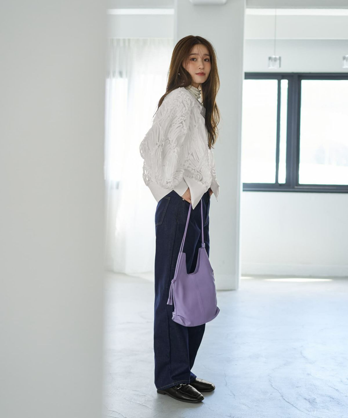 着用イメージ 166cm ホワイト