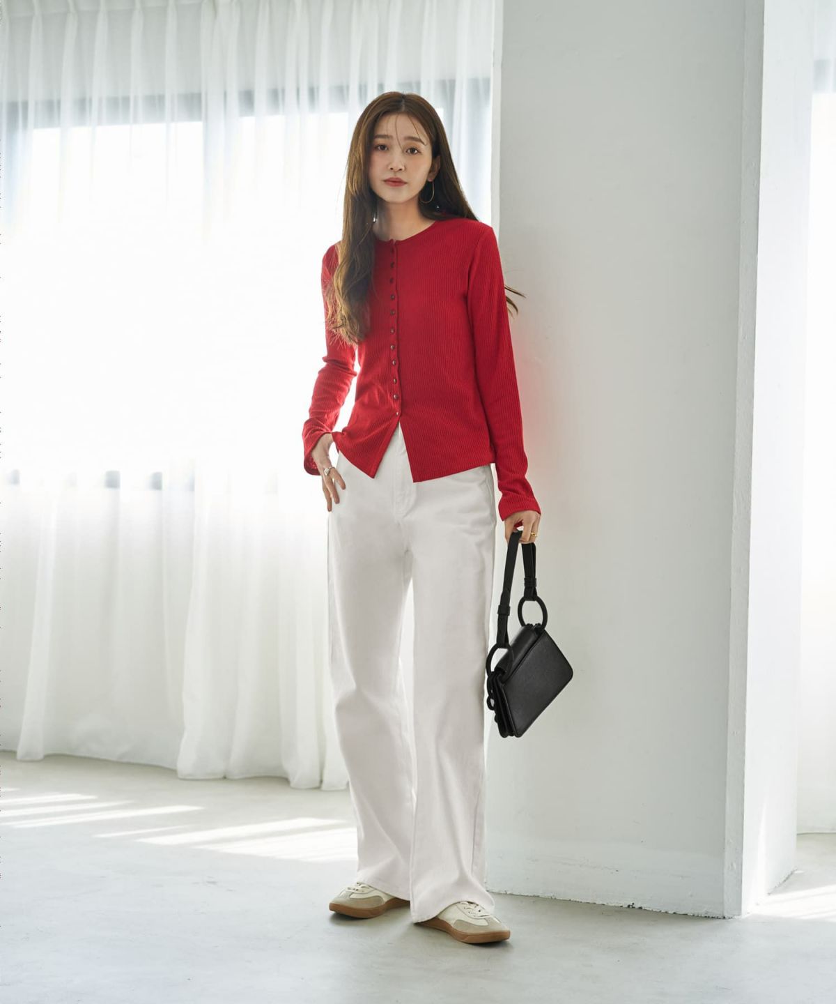 着用イメージ 166cm レッド