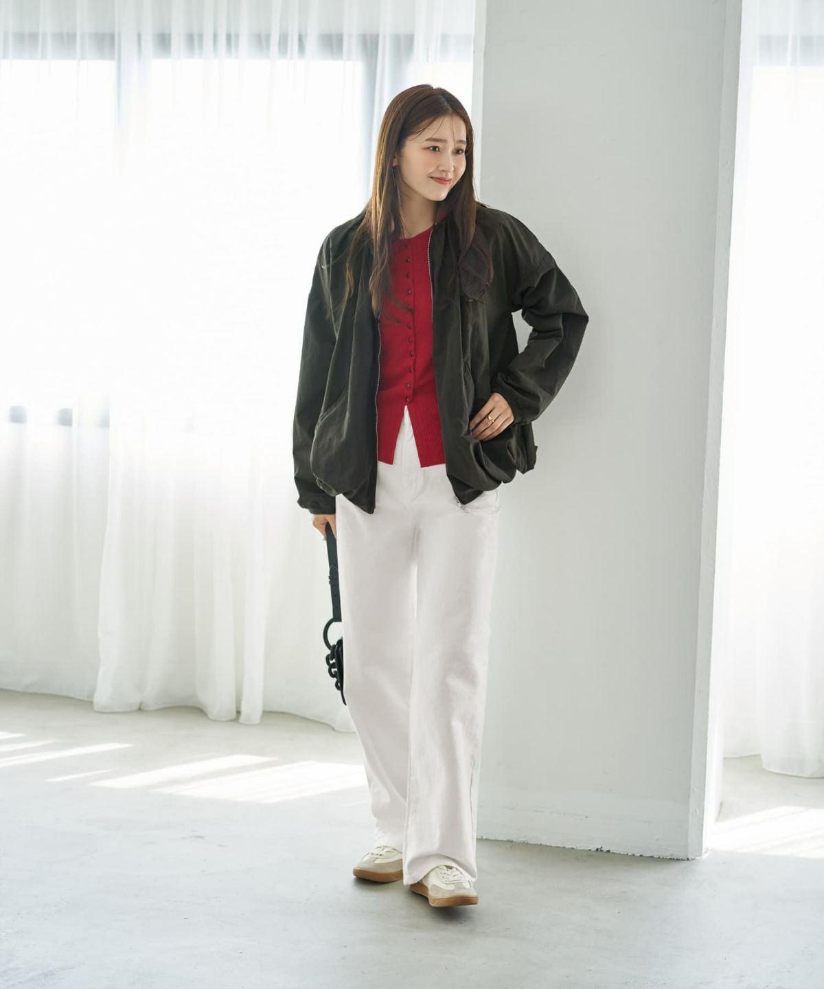 着用イメージ 166cm レッド