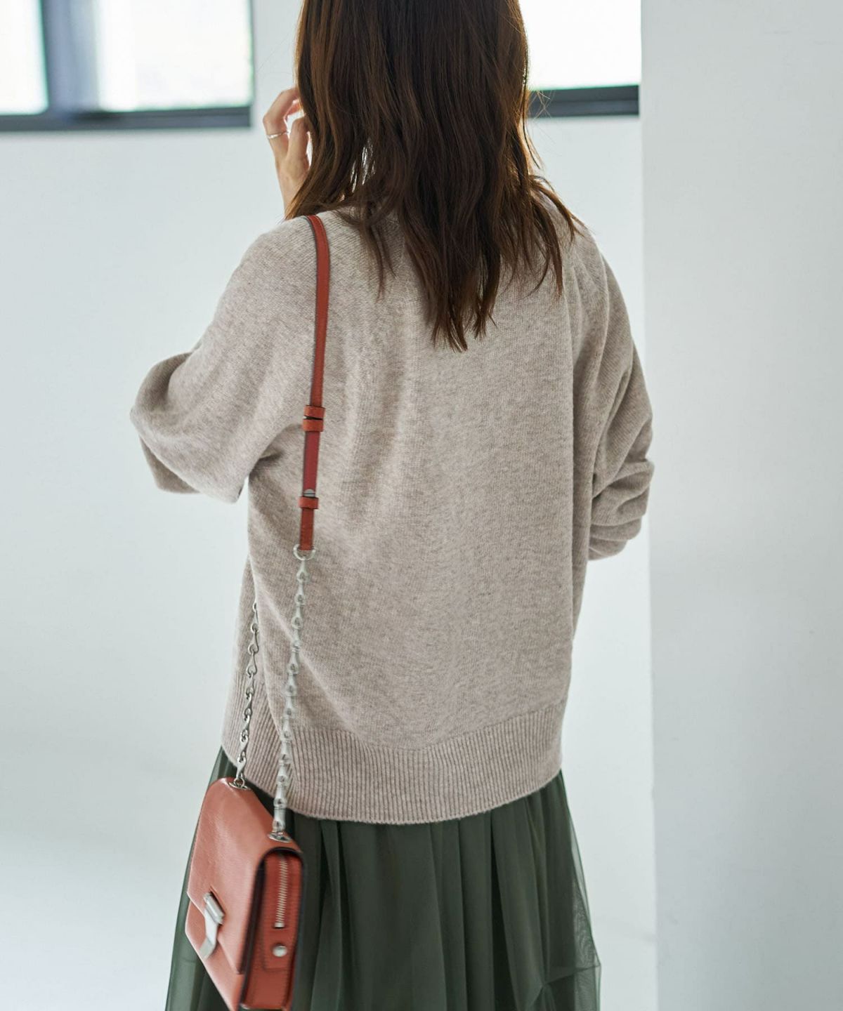 着用イメージ 166cm ベージュミックス