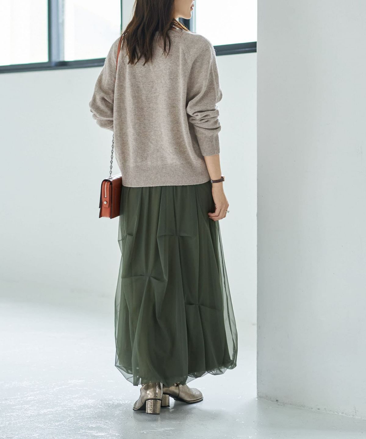 着用イメージ 166cm ベージュミックス