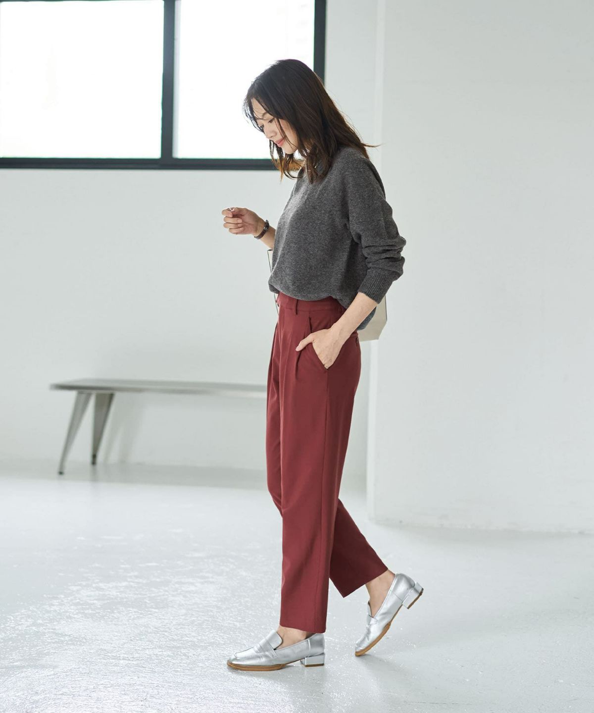 着用イメージ 166cm チャコール