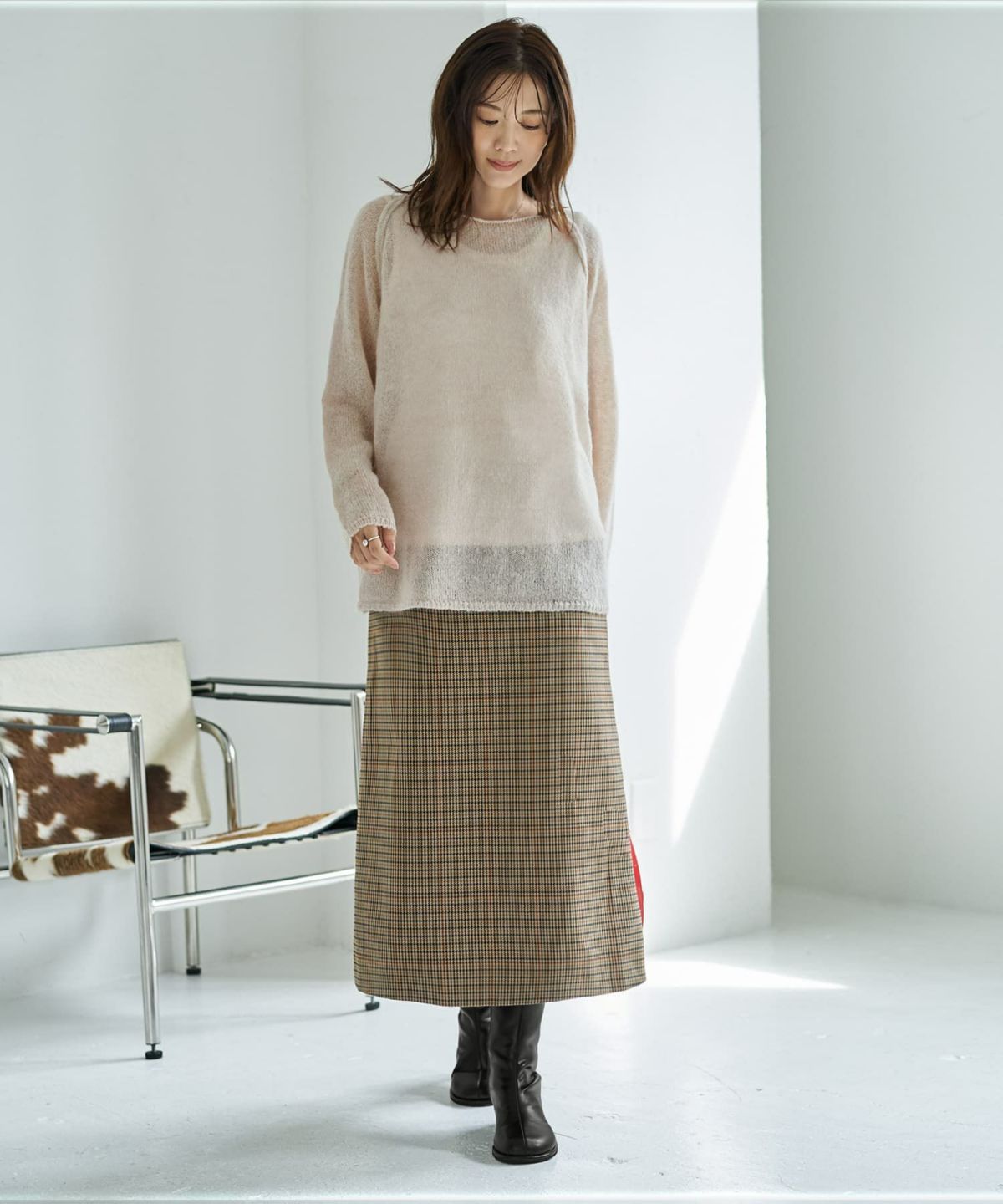 着用イメージ 166cm ライトベージュ