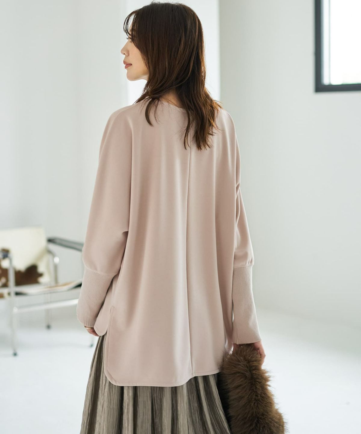 着用イメージ 166cm ピンクベージュ