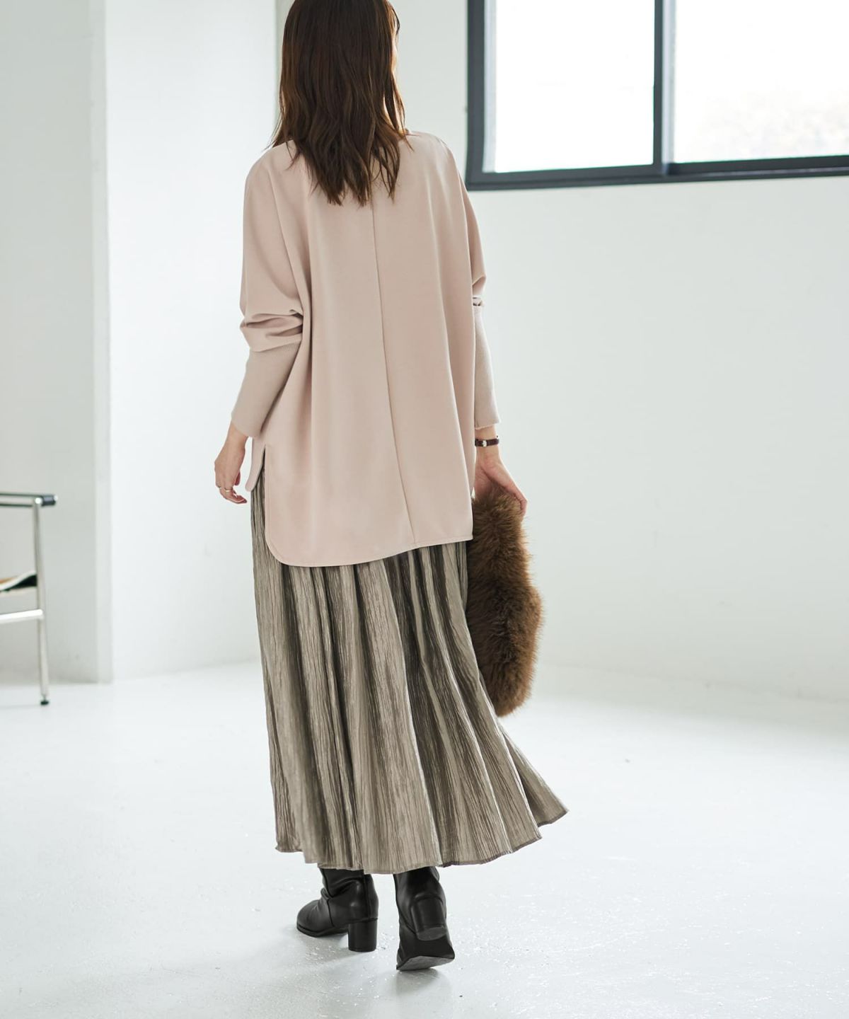着用イメージ 166cm ピンクベージュ
