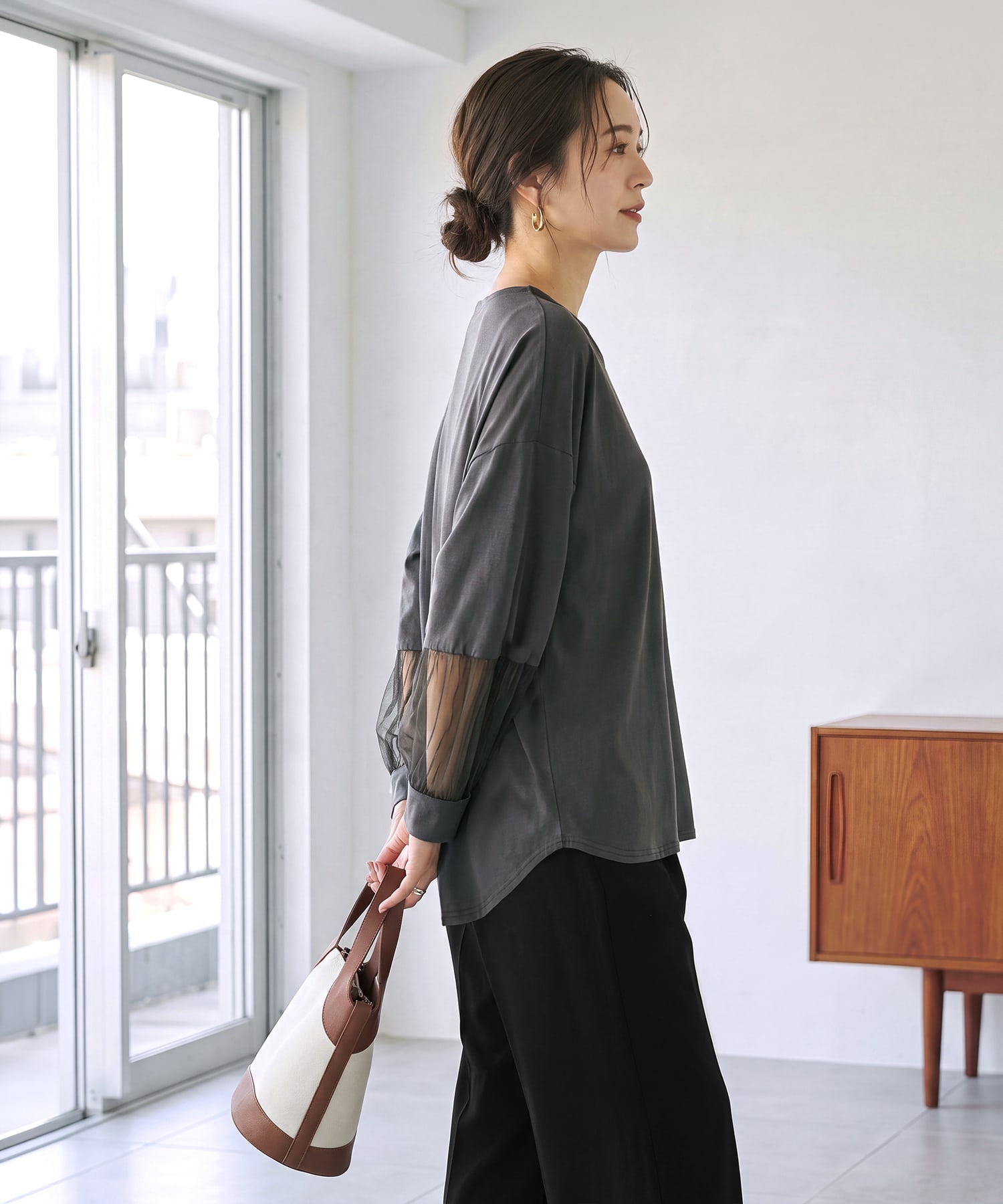 着用イメージ 166cm チャコール