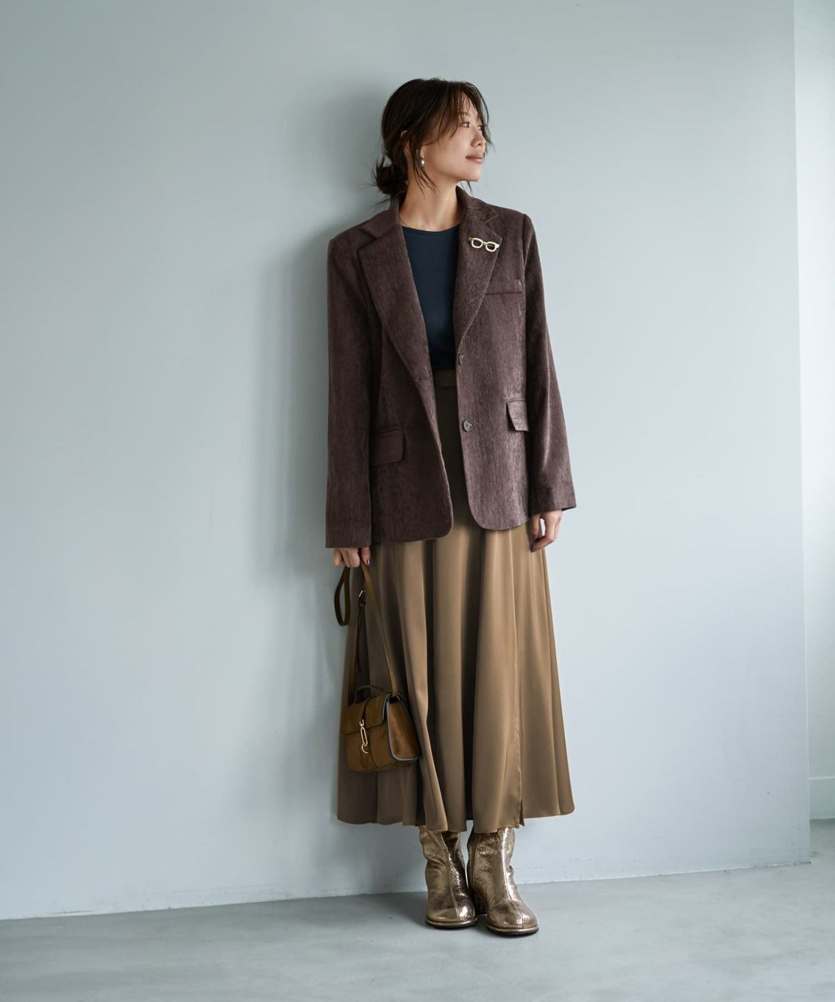 着用イメージ 166cm ブラウン