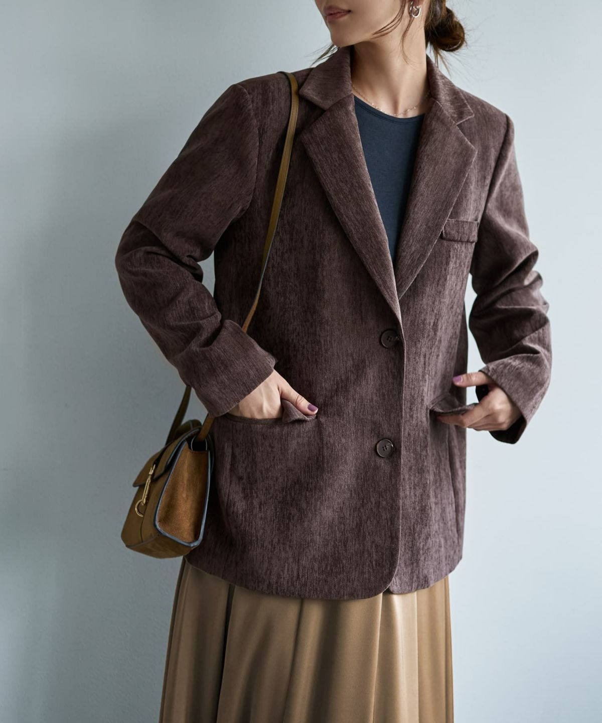 着用イメージ 166cm ブラウン