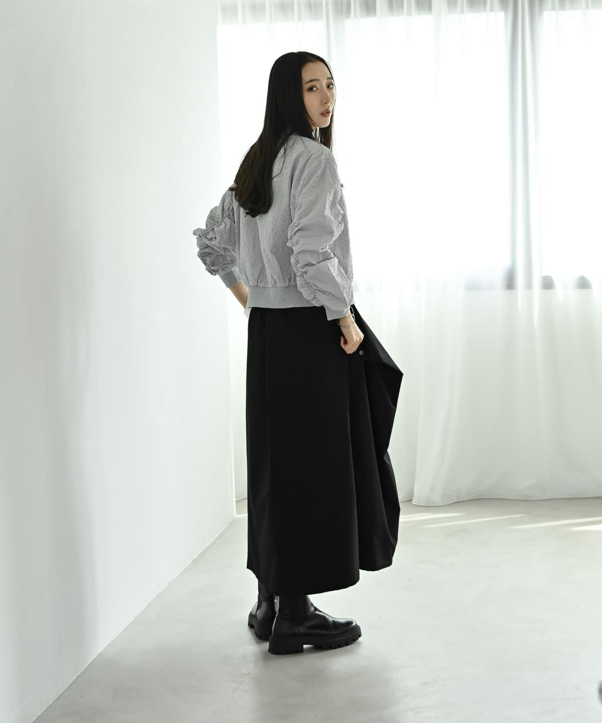 着用イメージ 169cm グレー