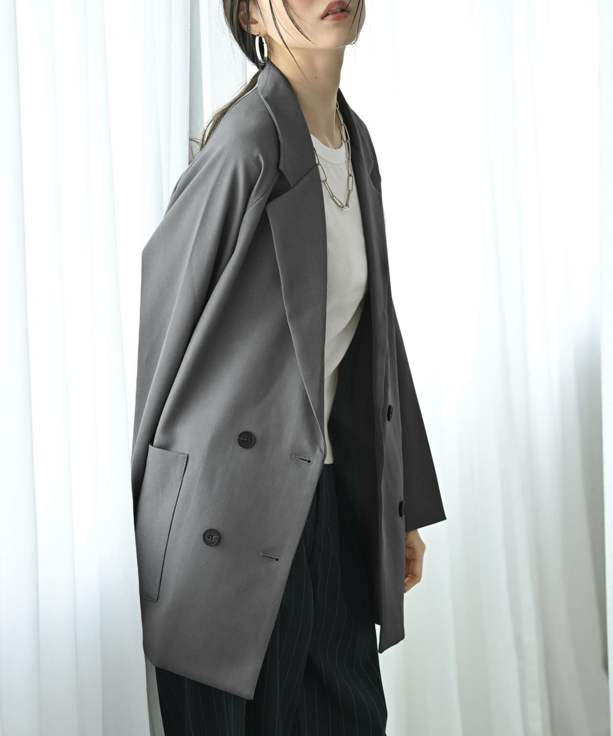 着用イメージ 169cm グレー