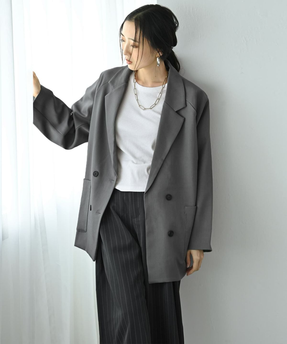 着用イメージ 169cm グレー