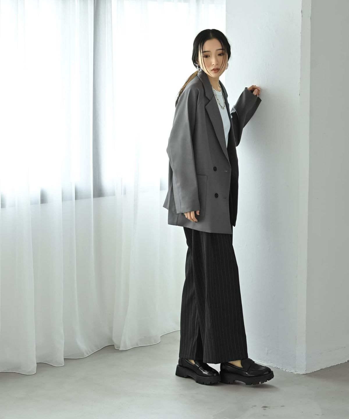 着用イメージ 169cm グレー