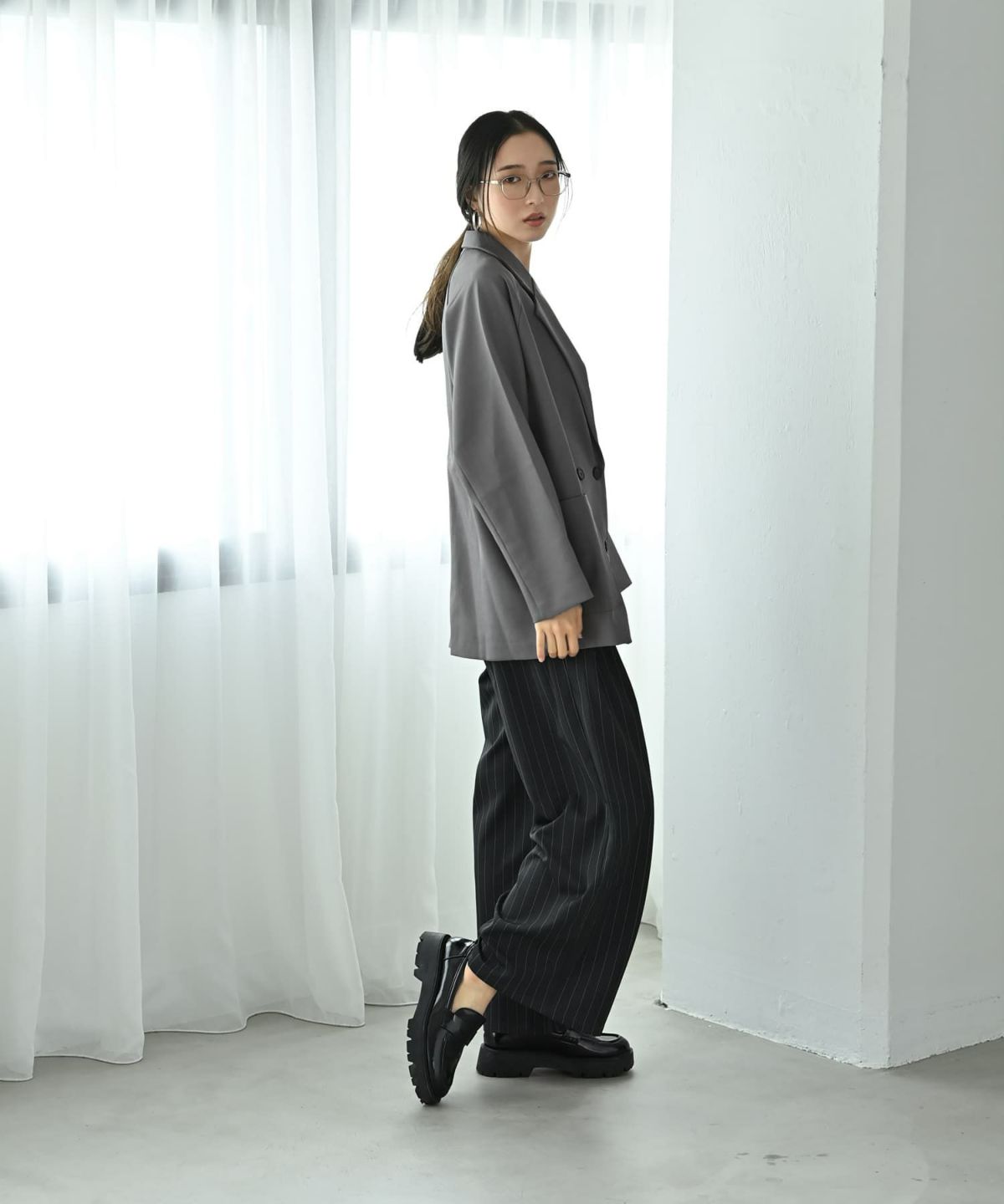 着用イメージ 169cm グレー