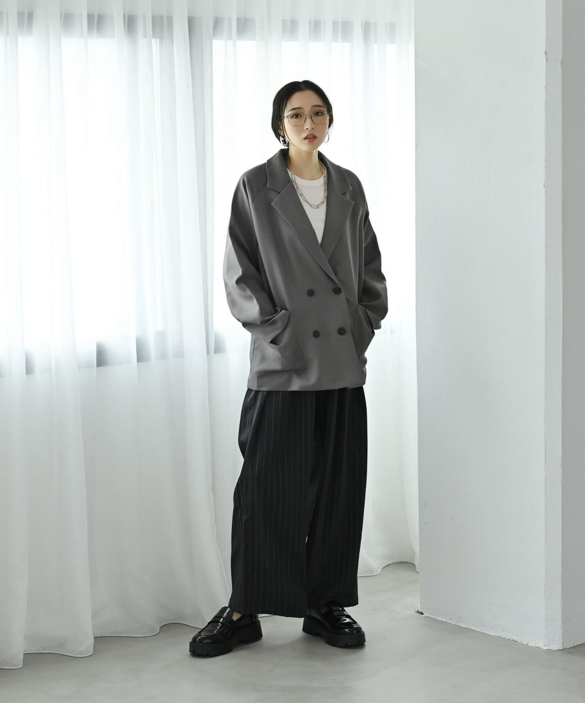 着用イメージ 169cm グレー