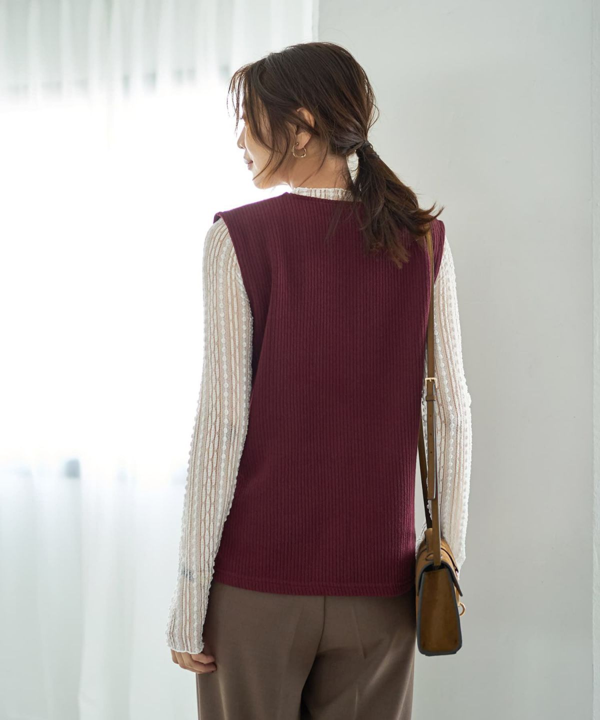 着用イメージ 166cm バーガンディー