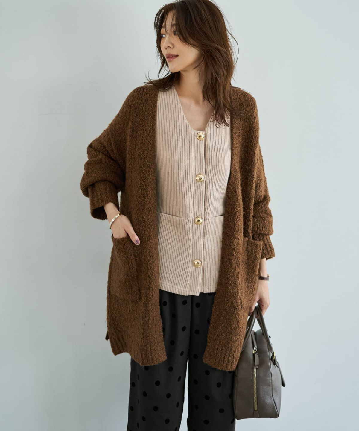 着用イメージ 166cm ピンクベージュ