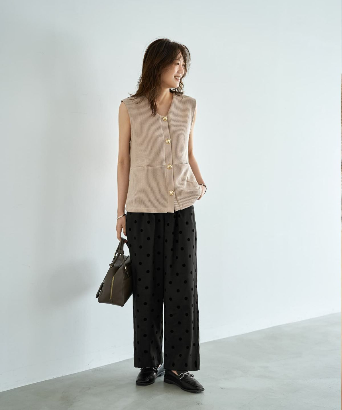 着用イメージ 166cm ピンクベージュ