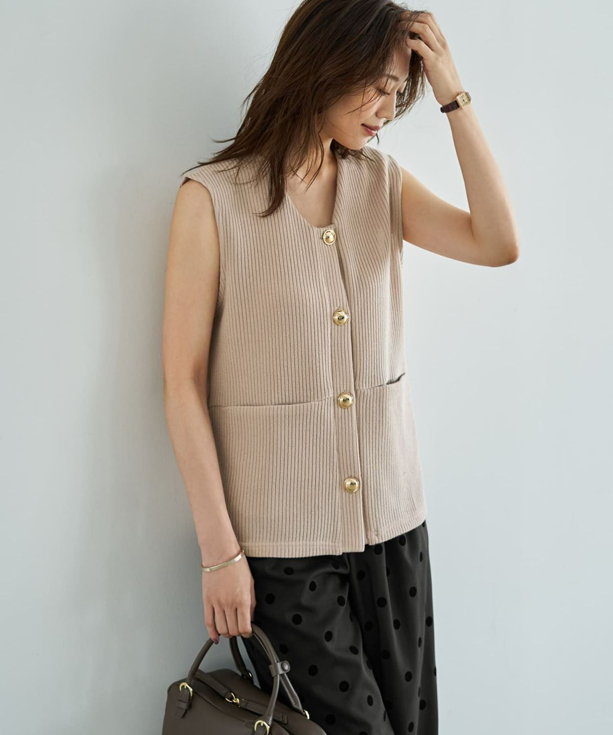 着用イメージ 166cm ピンクベージュ