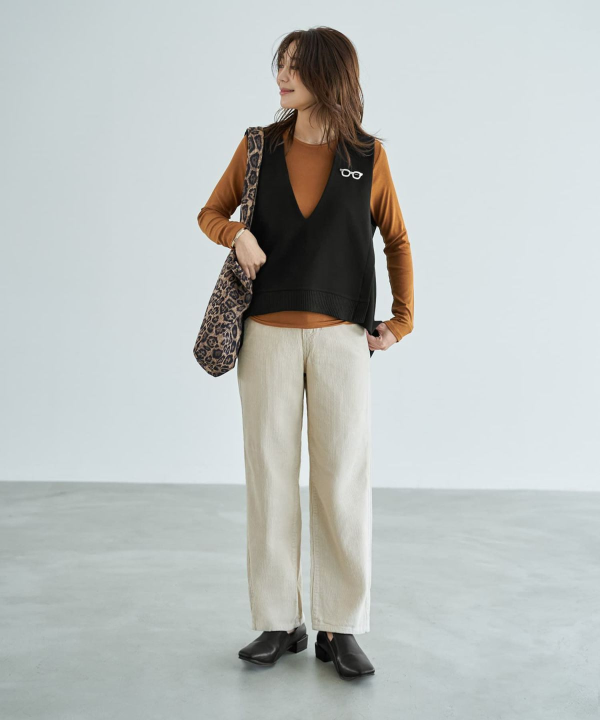 着用イメージ 166cm ライトブラウン