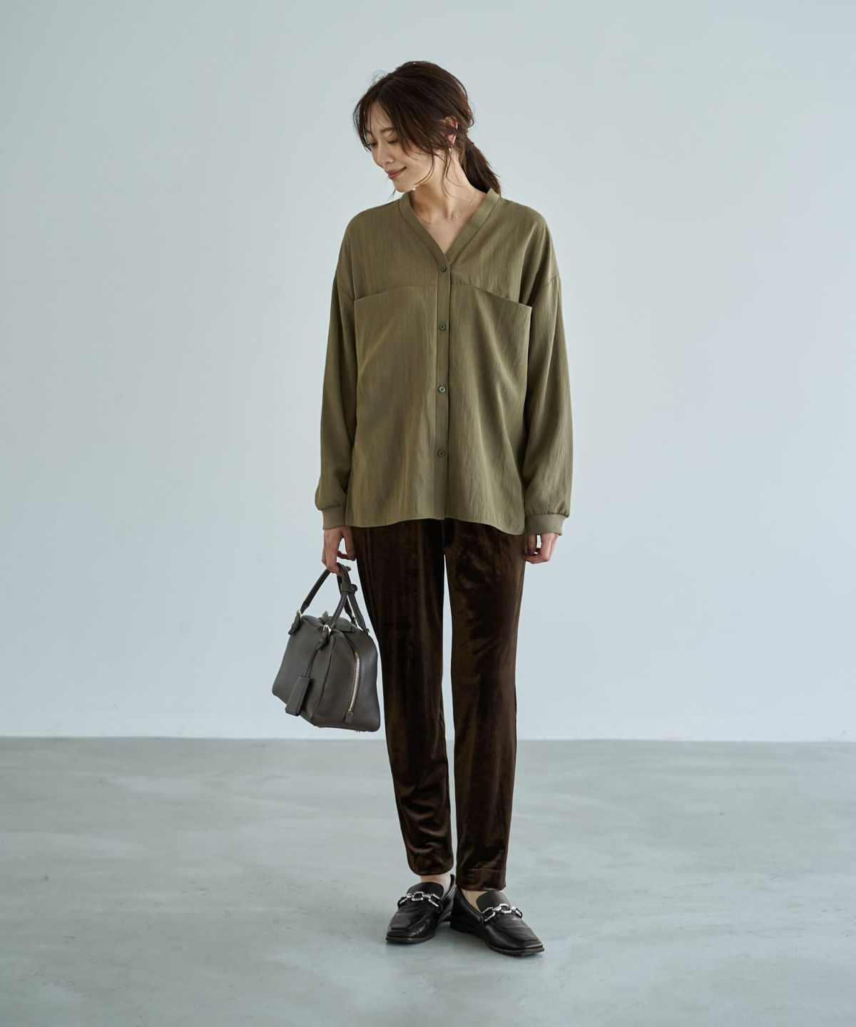 着用イメージ 166cm カーキ
