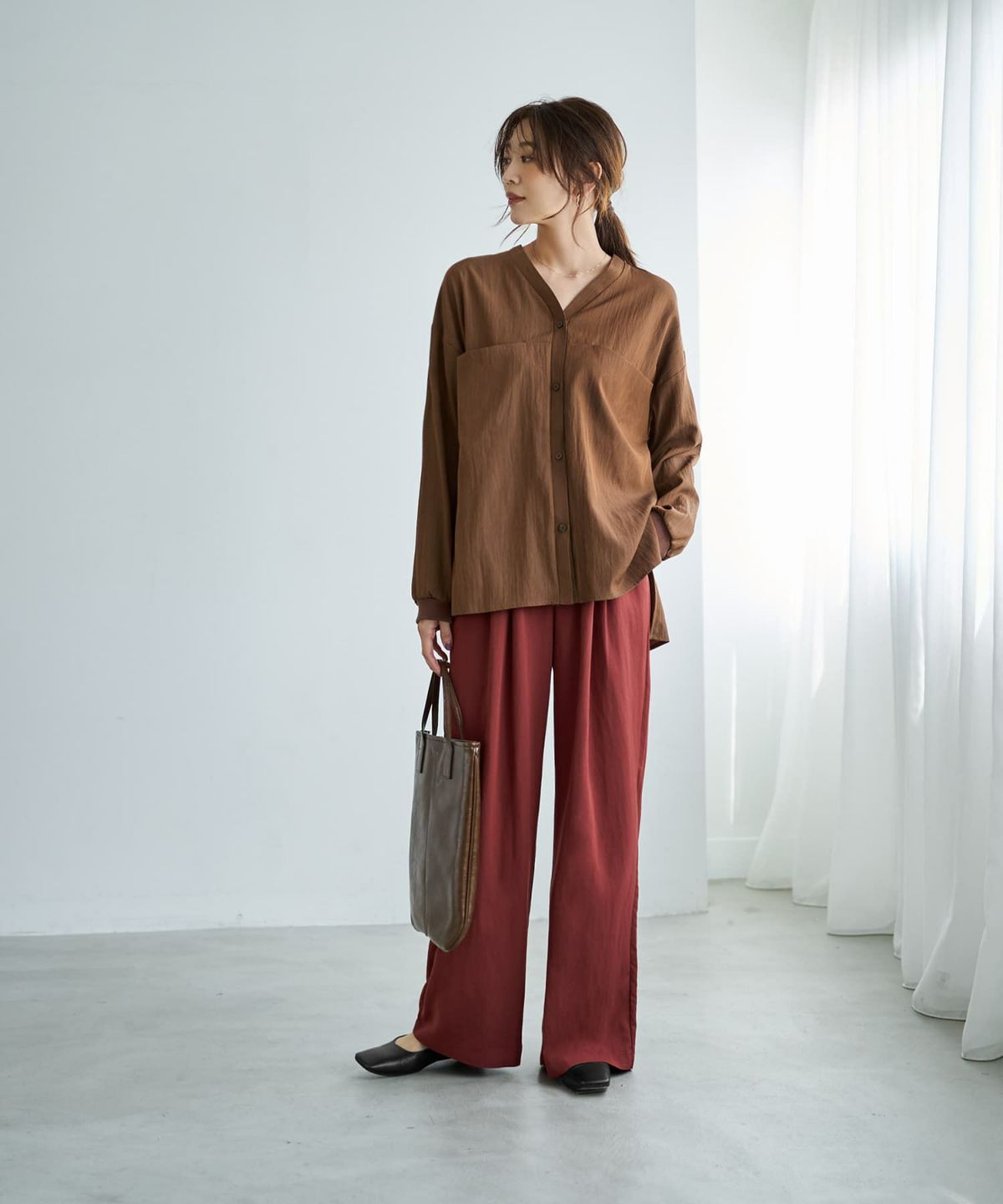 着用イメージ 166cm ブラウン