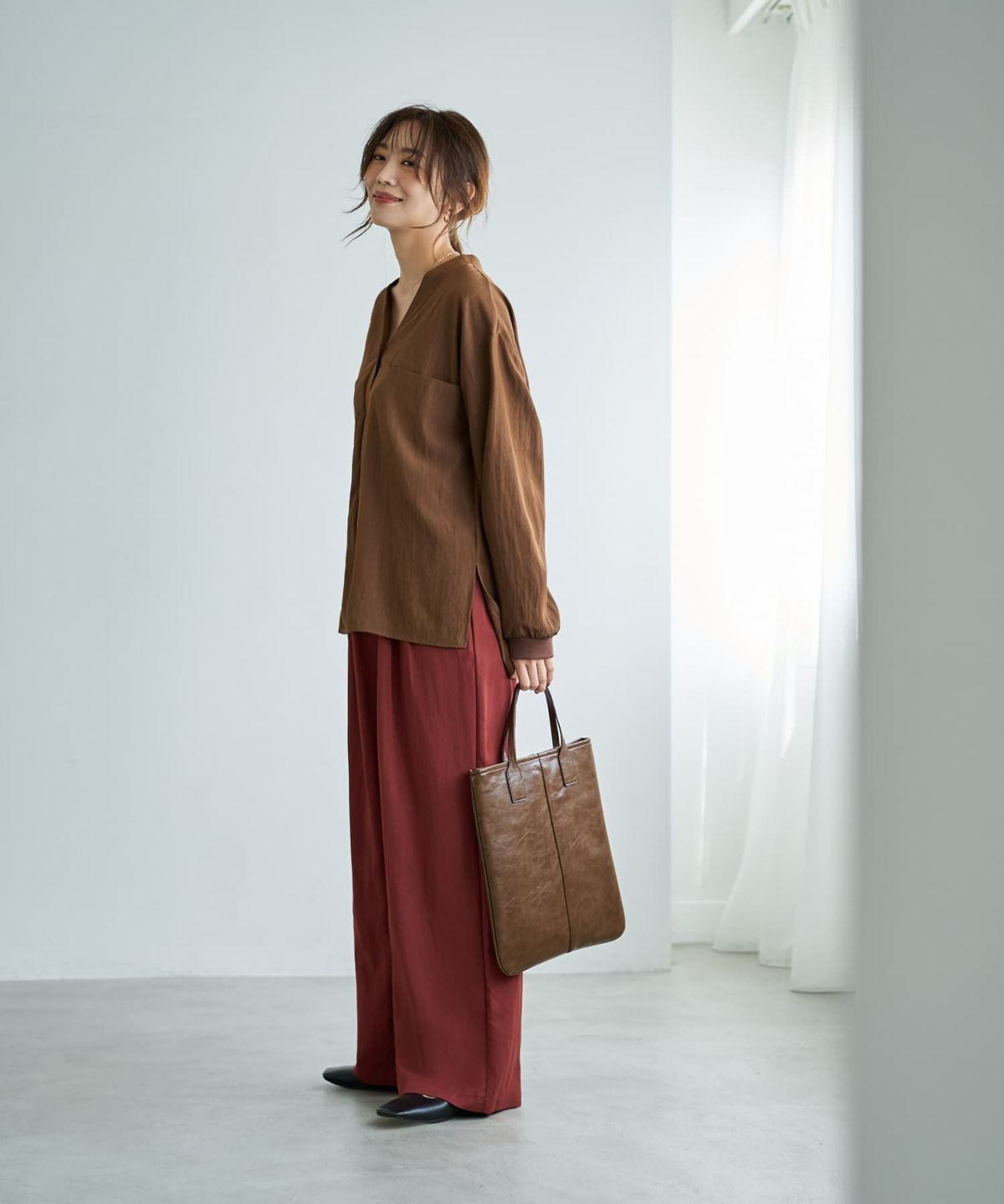 着用イメージ 166cm ブラウン