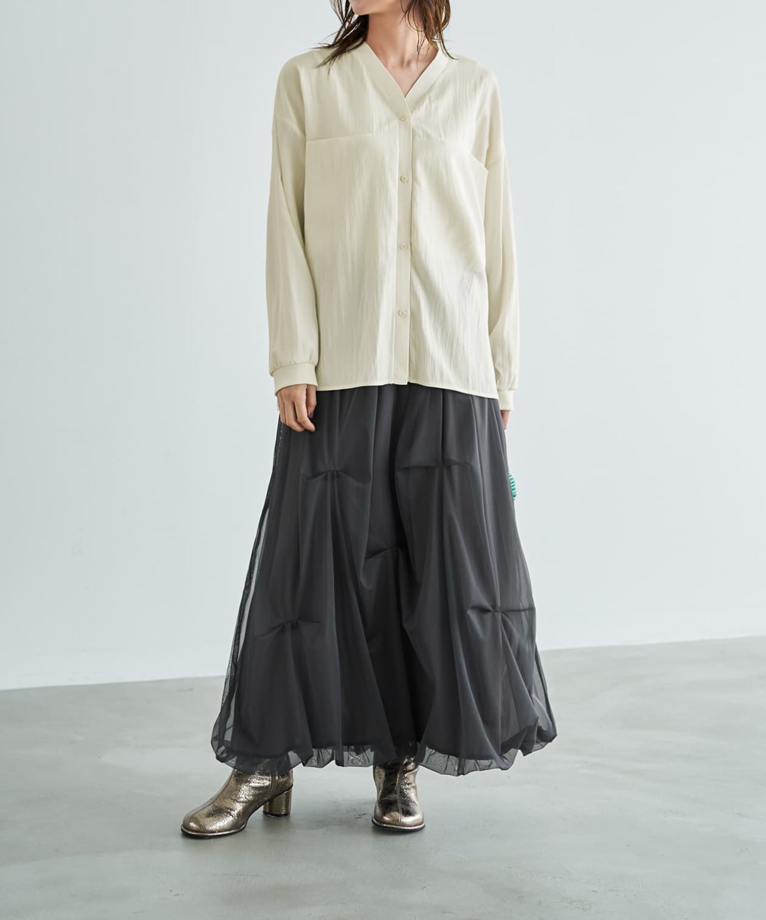 着用イメージ 166cm ブラウン